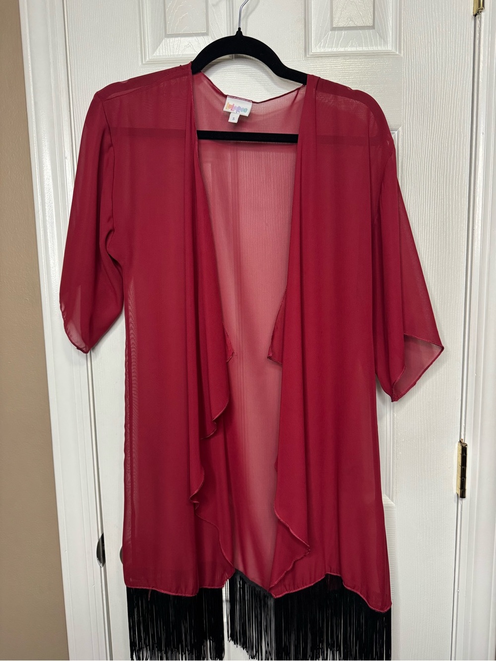 LuLaRoe Sheer Open Front Kimono - Deep Berry